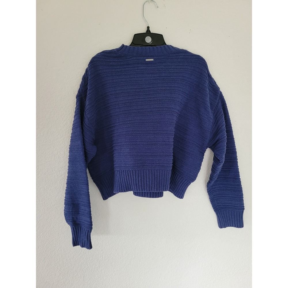 Billabong Blue Cropped Textured Knit Crewneck Sweater Womens Small NEW #22 - Picture 3 of 6